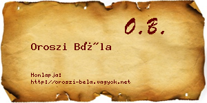 Oroszi Béla névjegykártya